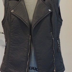 Black faux leather vest